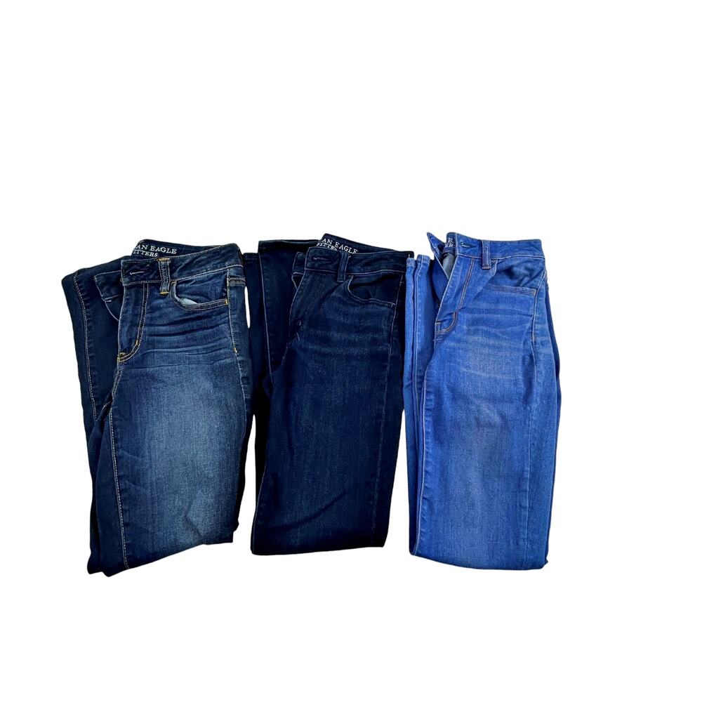 American Eagle Lot 3 Hi Rise Jegging Super Stretch Jean Light Med Indigo Wash 2
